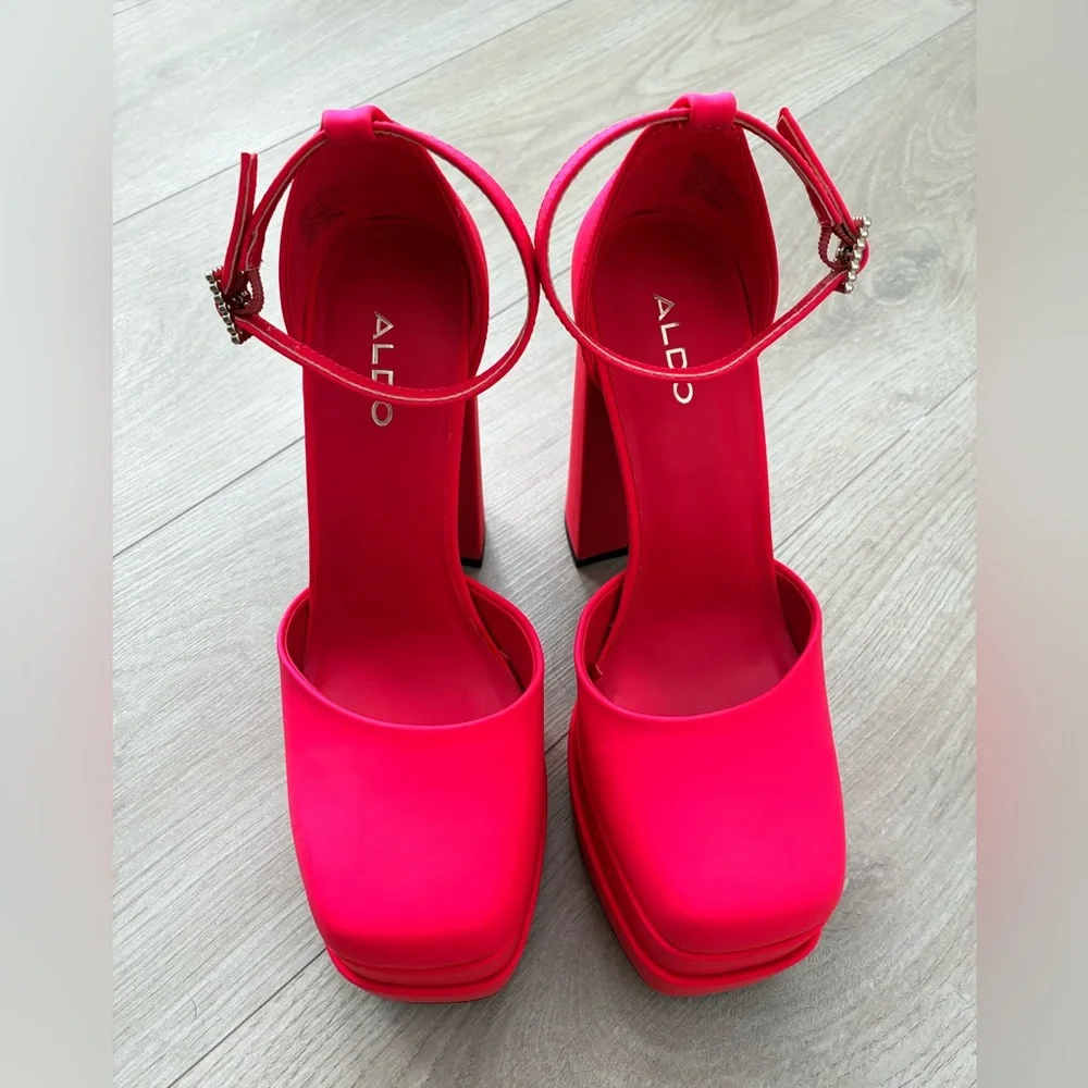 Aldo Double Platform Heeled Shoes in Fuchsia - Picture 2 of 12